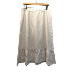 Wilfred Aritzia Organic Linen Maxi Skirt Ruffle Hem Beige Natural Side Zip Sz 12